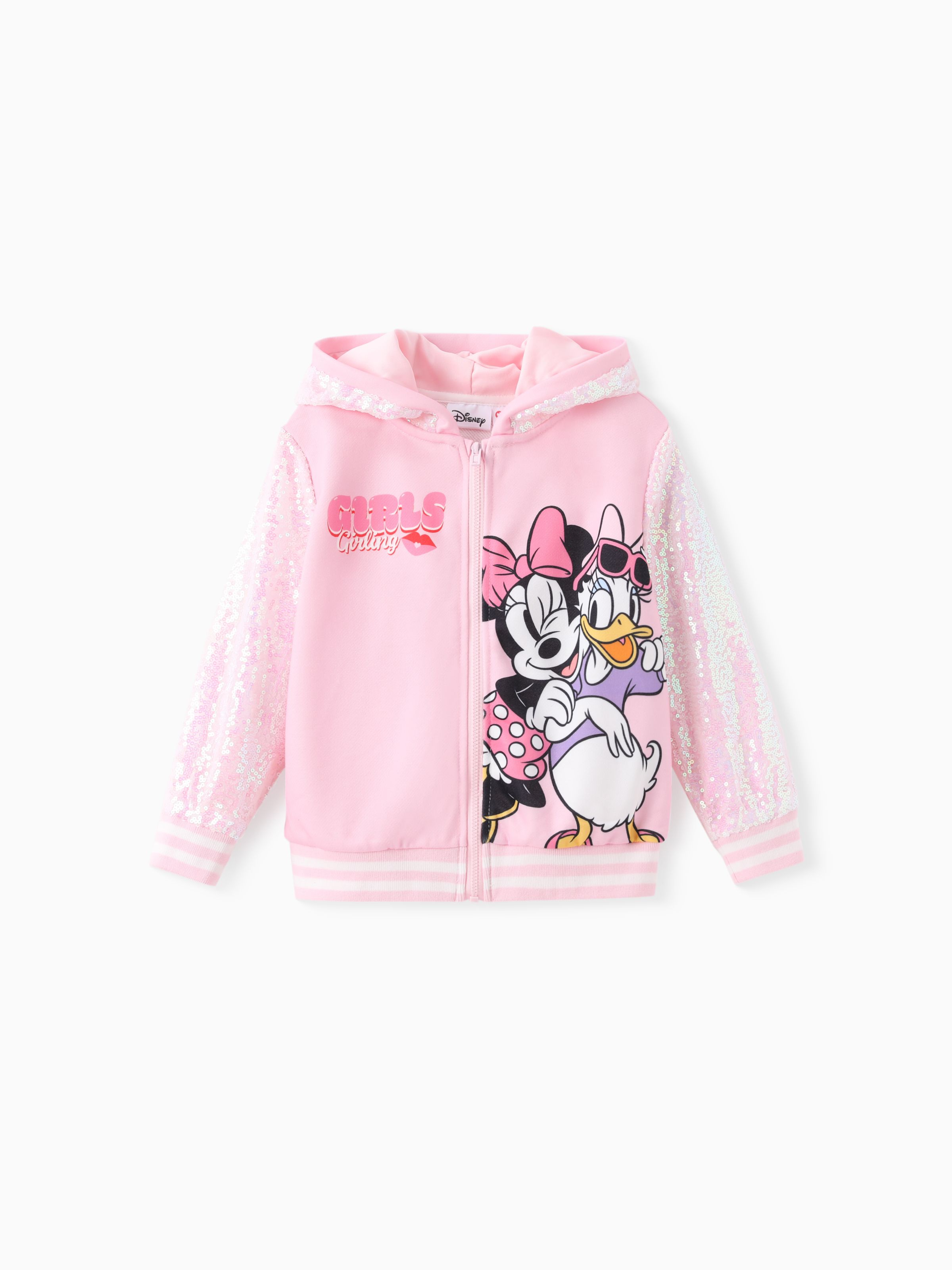 

Disney Mickey and Friends Toddler Girl 1pc Minnie Mouse/Daisy Duck Sequined Spliced Hooded Jacket