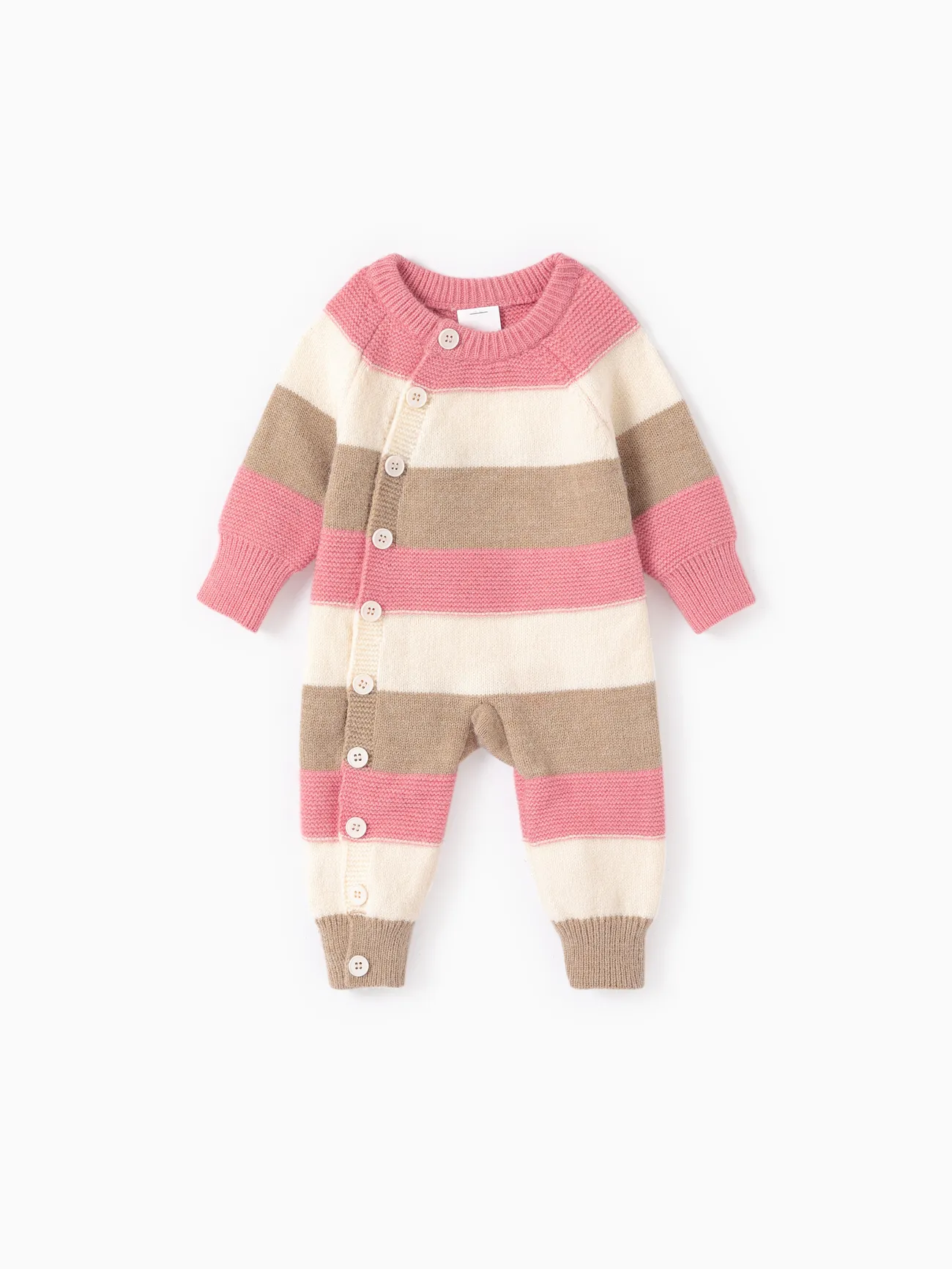 

Baby Girl Striped Button Sweater Jumpsuit