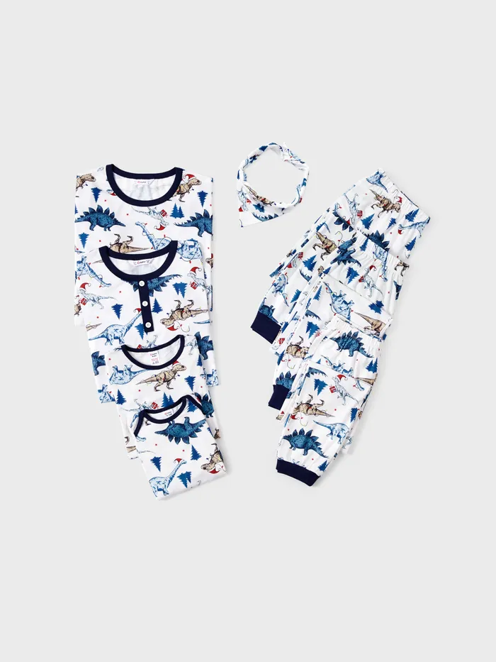 Noël Look Familial Dinosaure Manches longues Tenues de famille assorties Pyjamas (Flame Resistant)