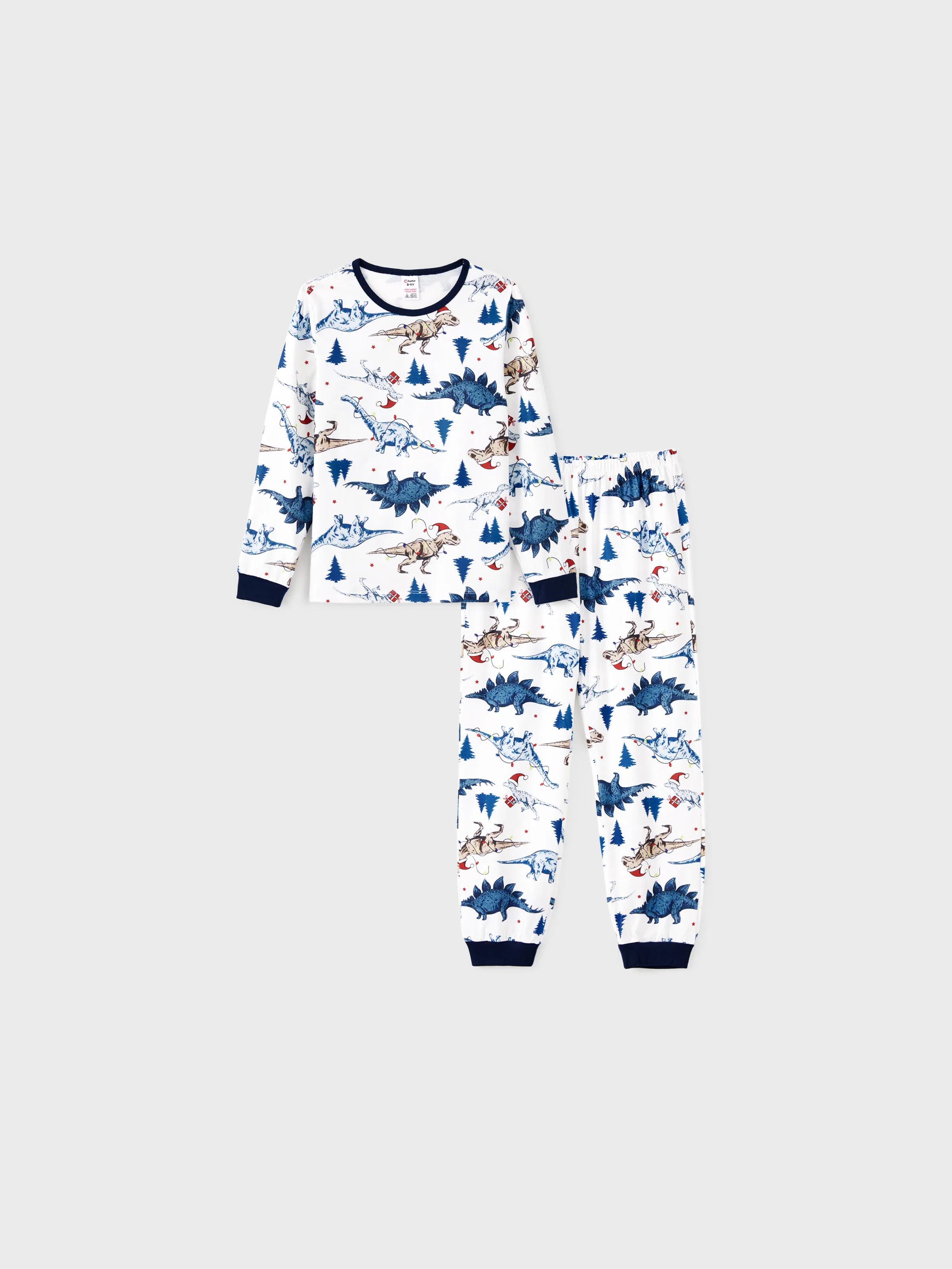 

Christmas Pajamas Family Set Dinosaur Pattern Henley Neck Button PJs