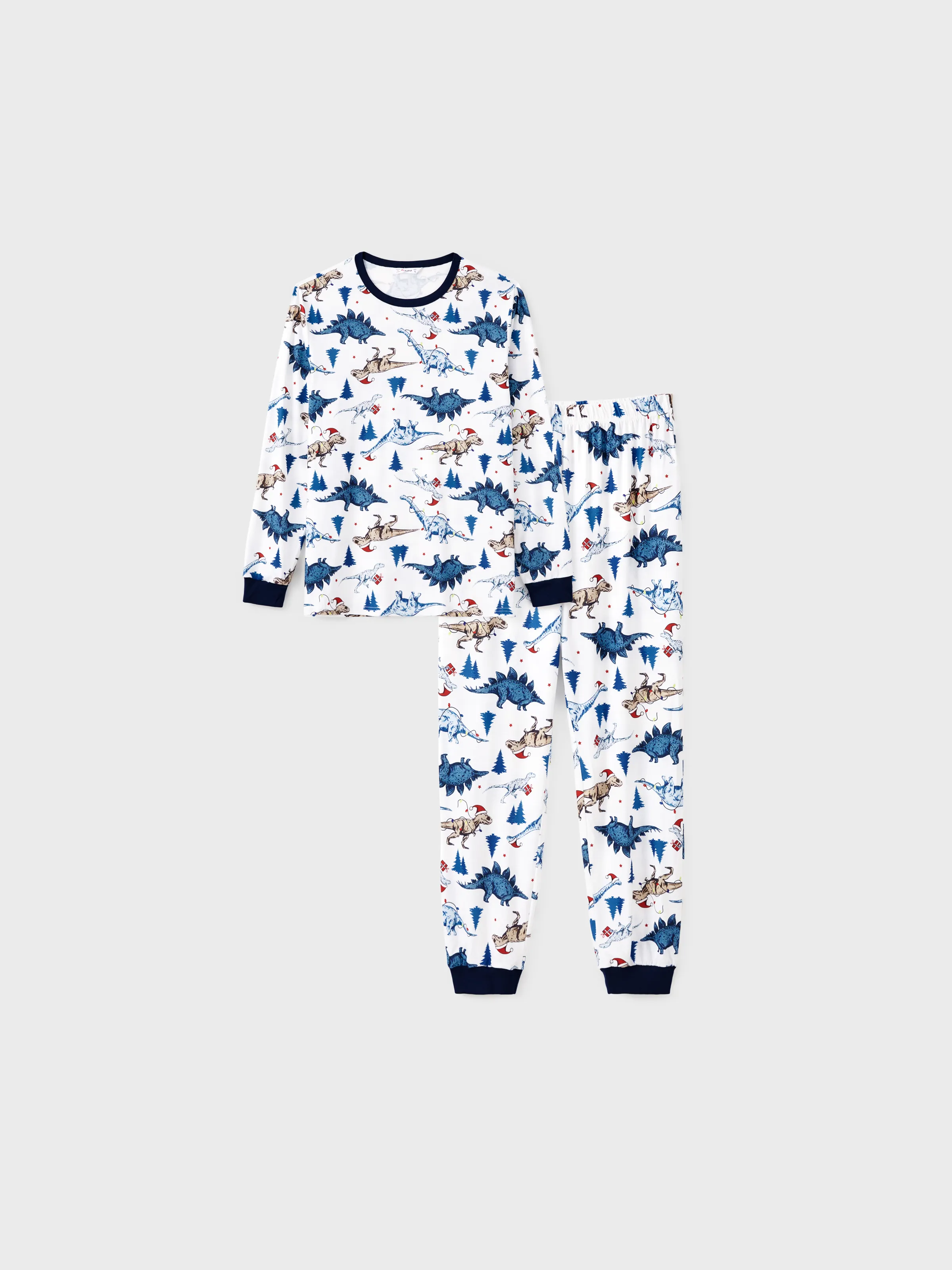 

Christmas Pajamas Family Set Dinosaur Pattern Henley Neck Button PJs