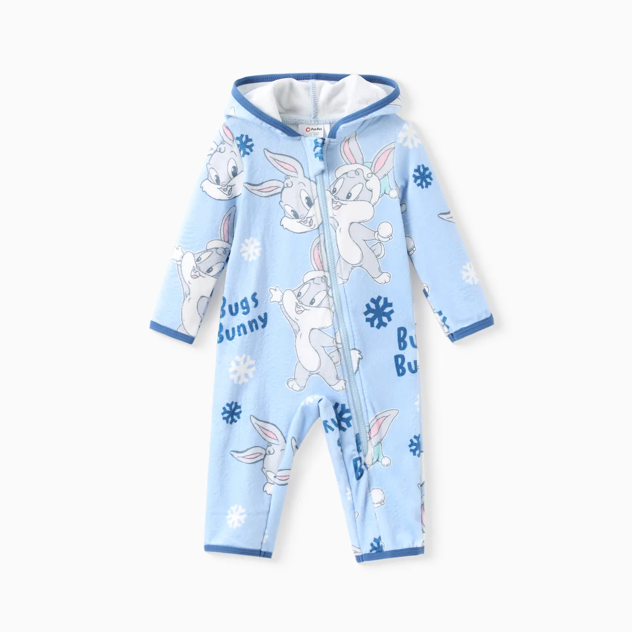 Looney Tunes Baby 1pc Character Pattern Zipper Long-sleeve Hooded Jumpsuit