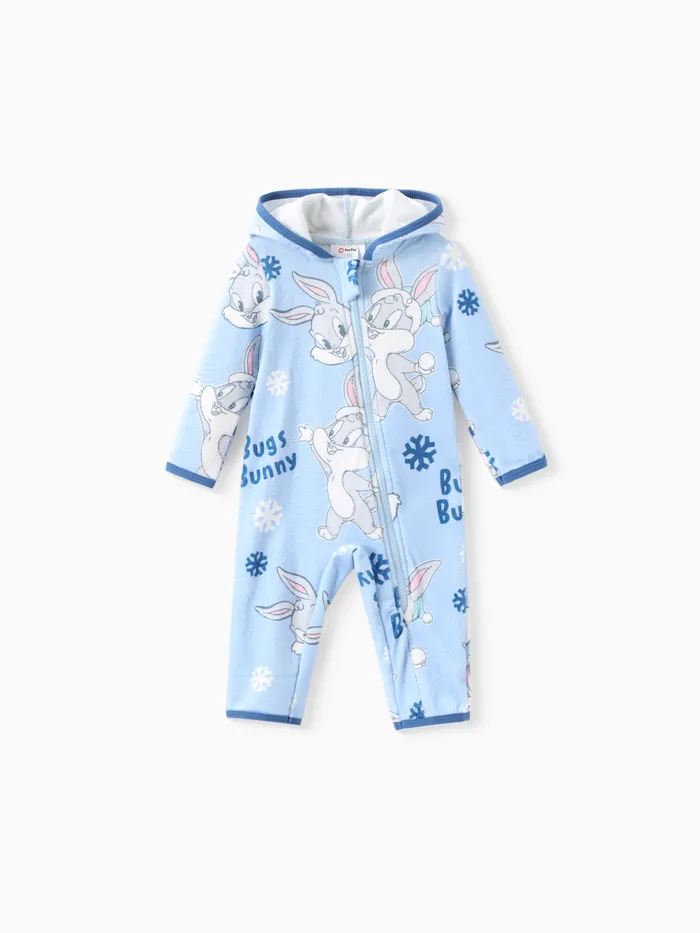 Looney Tunes Baby 1pc Character Pattern Zipper Long-sleeve Hooded Jumpsuit 
