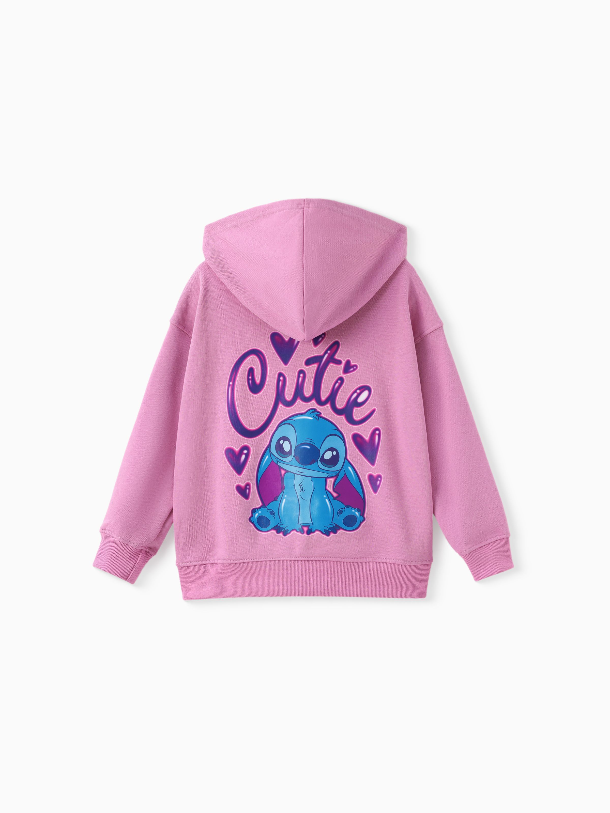 

Disney Stitch Kid GIrl 1pc Cotton Character Heart Pattern Hooded Zipper Jacket