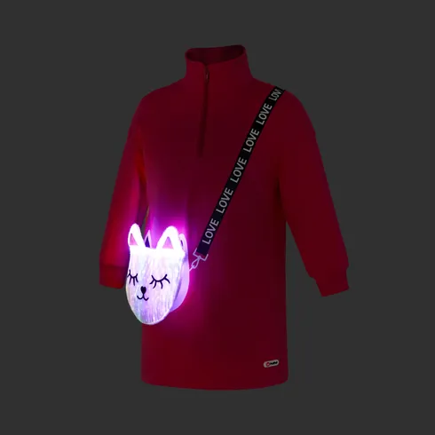 Go-Glow Illuminating Sweatshirt Dress with Light Up Kitty Bag Including Controller (Built-In Battery) Hot Pink big image 15