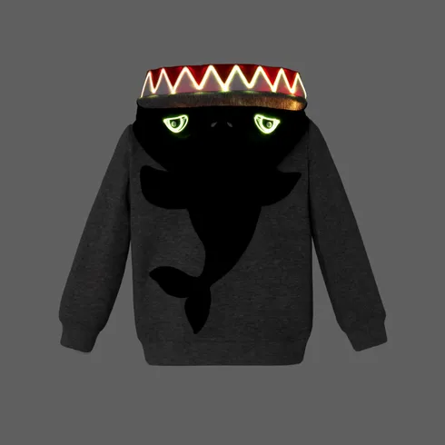 Go-Glow Illuminating Sweatshirt Hoodie with Light Up Shark Including Controller (Built-In Battery) Grey big image 11