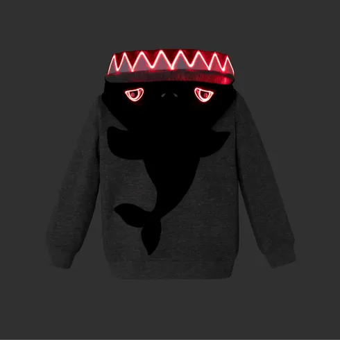 Go-Glow Illuminating Sweatshirt Hoodie with Light Up Shark Including Controller (Built-In Battery) Grey big image 13