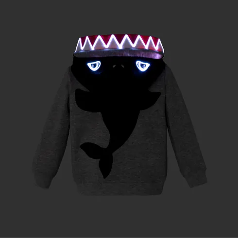 Go-Glow Illuminating Sweatshirt Hoodie with Light Up Shark Including Controller (Built-In Battery) Grey big image 14