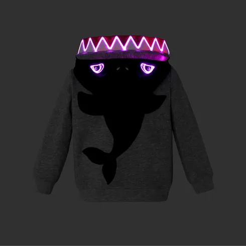 Go-Glow Illuminating Sweatshirt Hoodie with Light Up Shark Including Controller (Built-In Battery) Grey big image 12