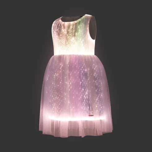 Go-Glow Light Up White Party Dress With Sequined Butterfly Including Controller (Built-In Battery) undefined big image 12