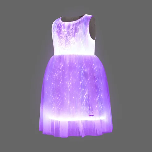 Go-Glow Light Up White Party Dress With Sequined Butterfly Including Controller (Built-In Battery) undefined big image 10