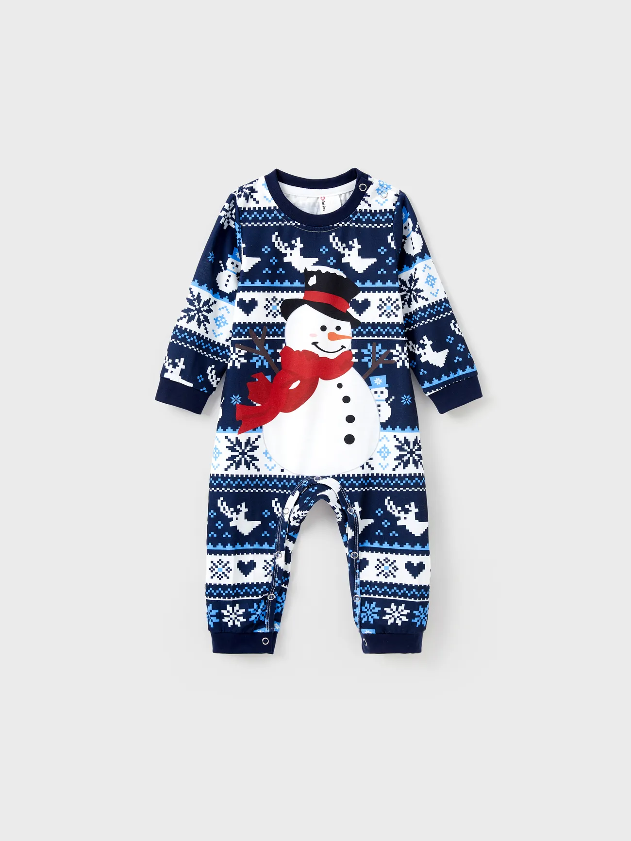 

Snowman Pajamas Allover Pattern Blue Christmas Pajamas (Long Sleeves)