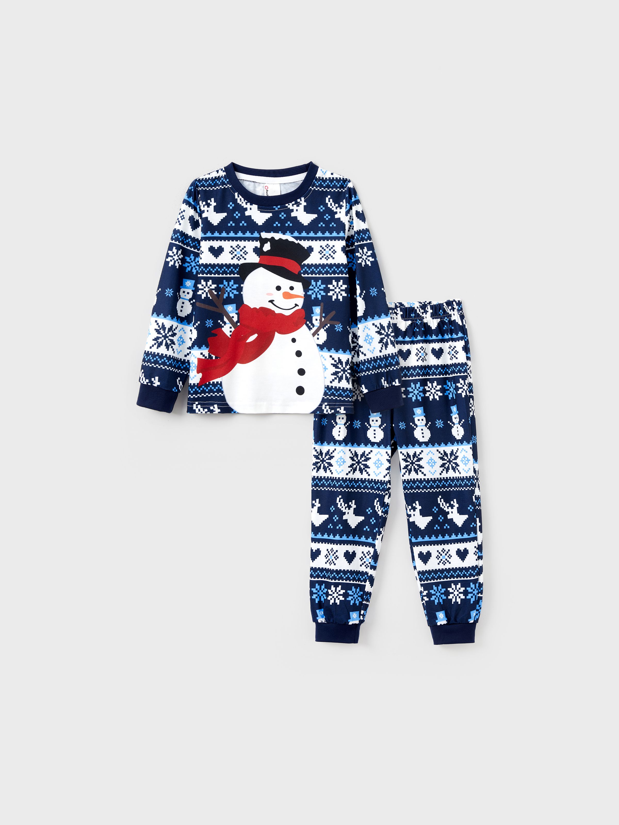 

Snowman Pajamas Allover Pattern Blue Christmas Pajamas (Long Sleeves)