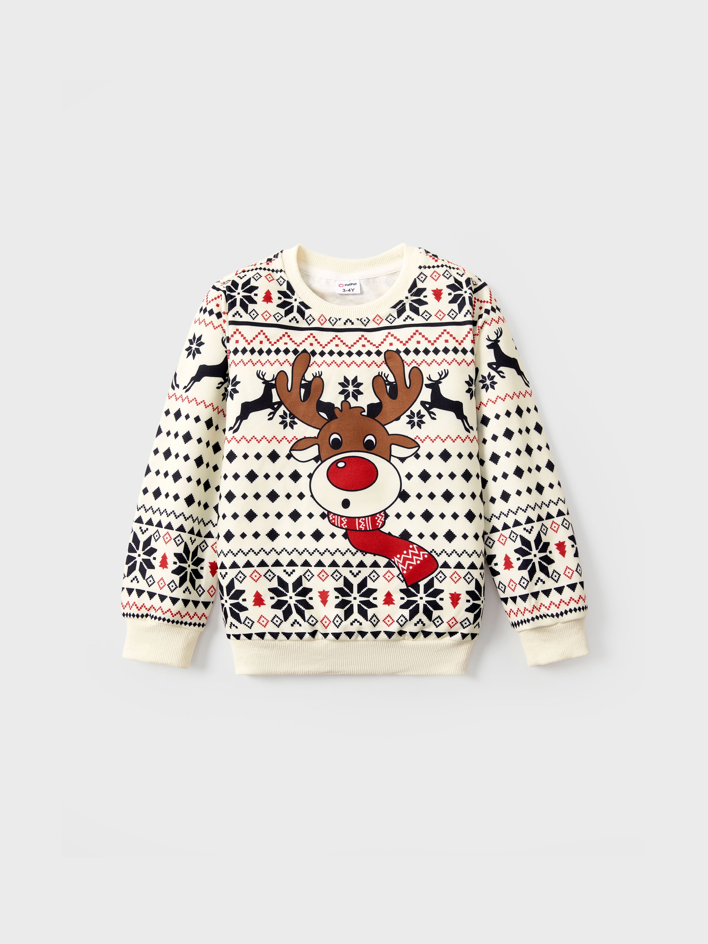 

Christmas Reindeer Sweatshirt Big Graphic Long Sleeves Tops