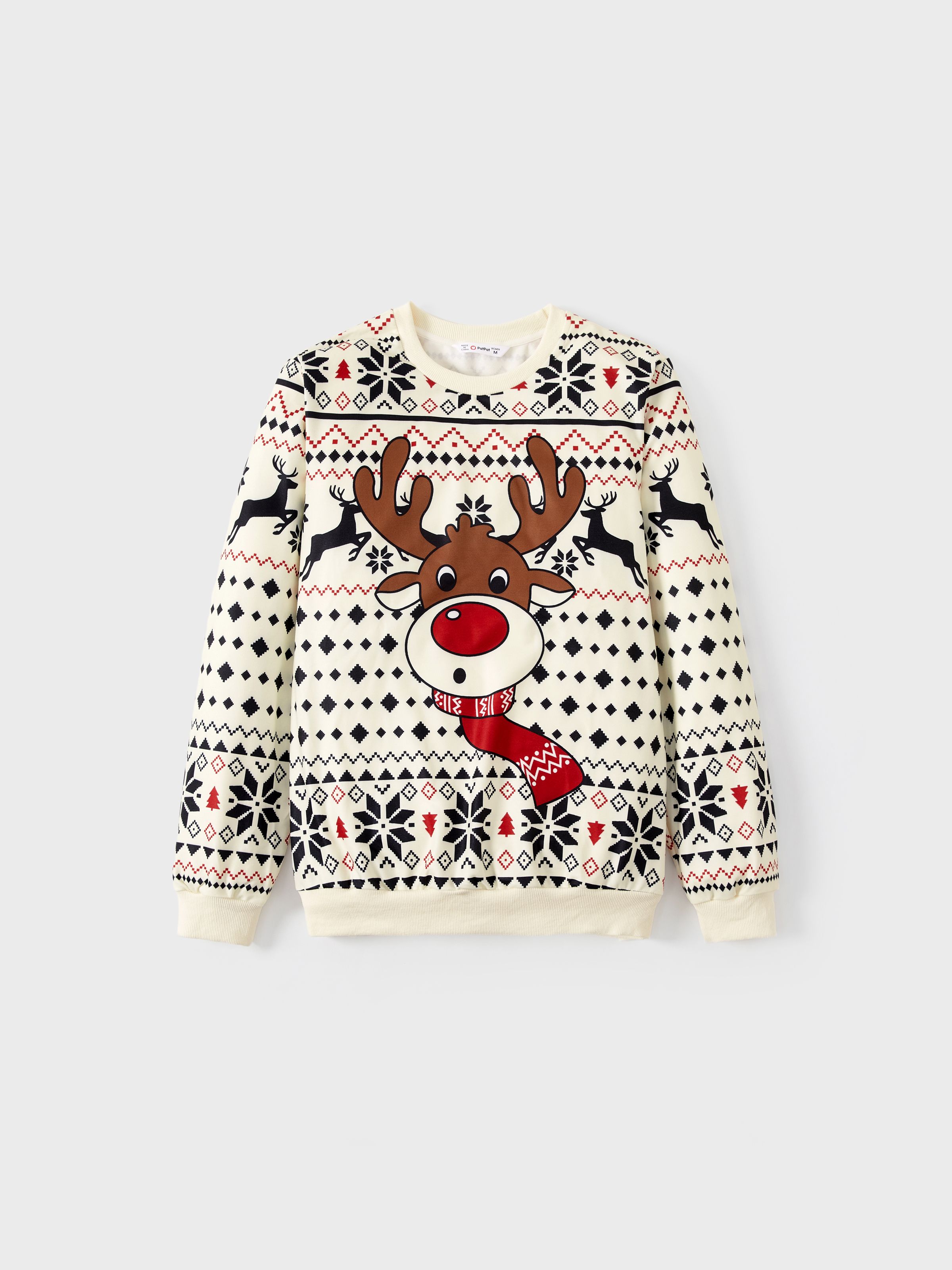 

Christmas Reindeer Sweatshirt Big Graphic Long Sleeves Tops