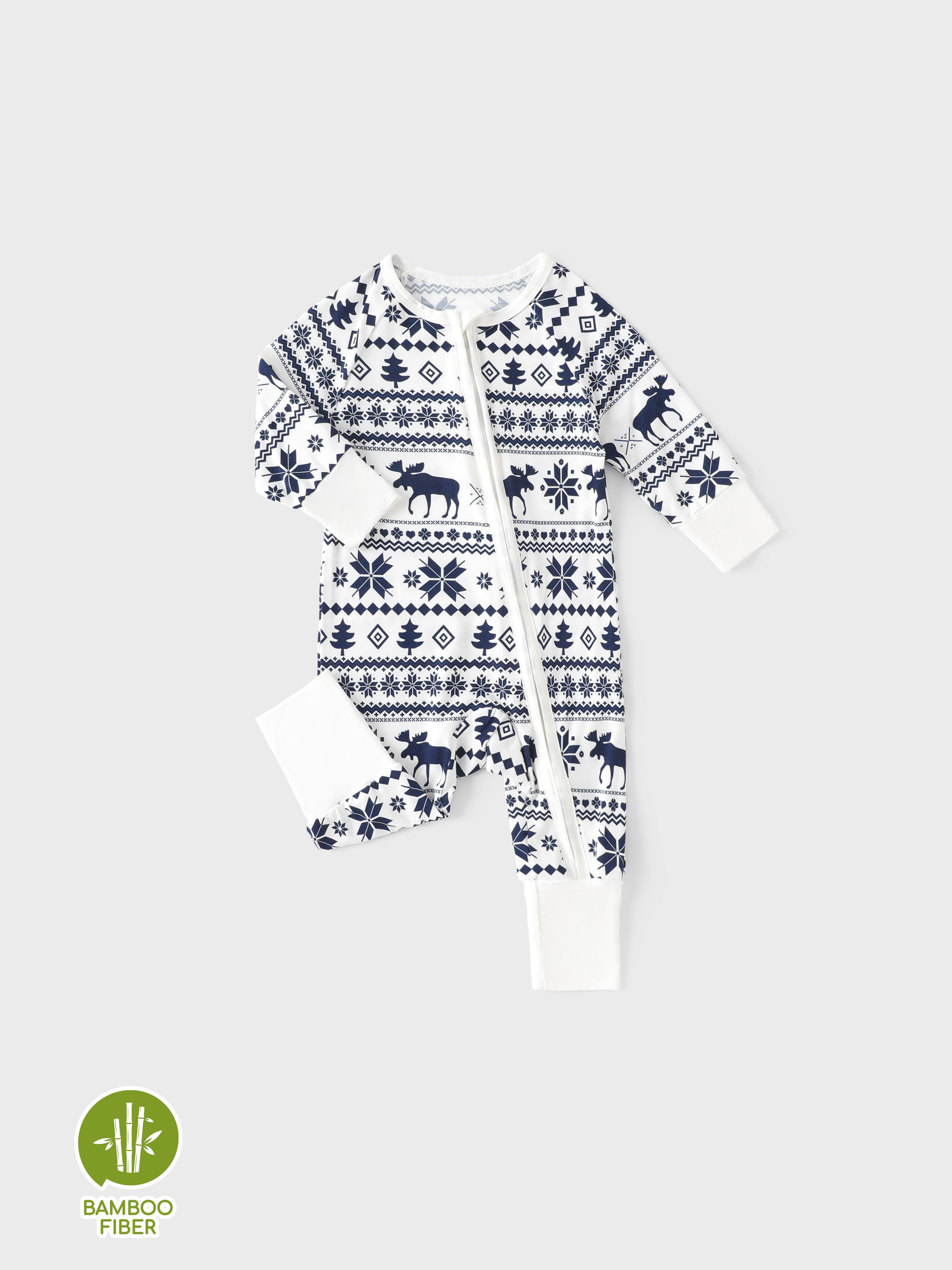 

Baby Boy/Girl Christmas Outfit Bamboo Fabric Zip-Up Jumpsuit