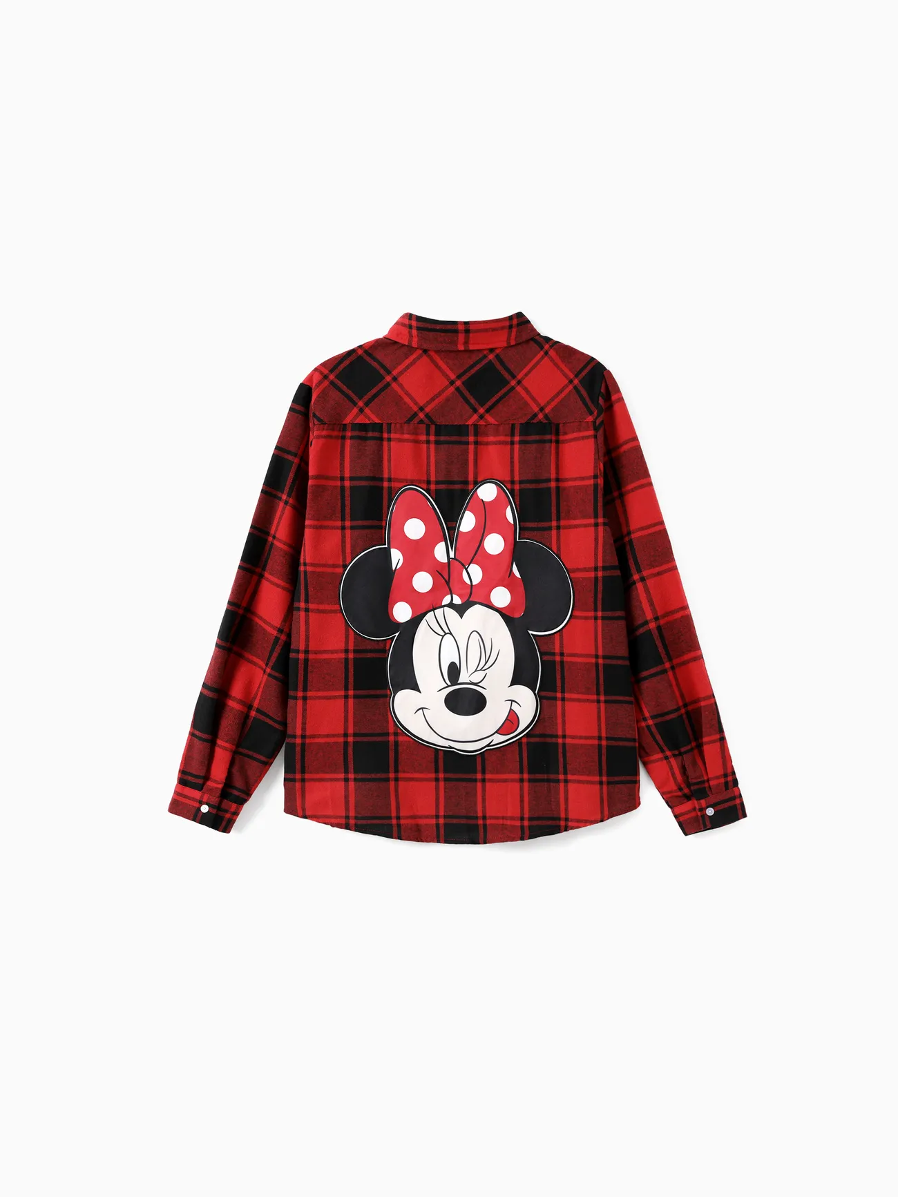 

Disney Mickey and Friends Family matching 1pc Character Pattern Red And Black Plaid Hooded Shirt/Jumpsuit