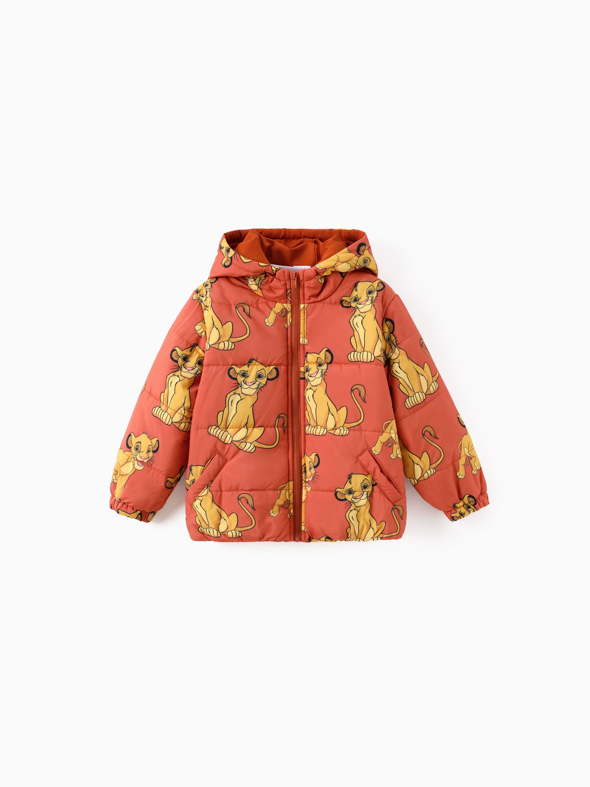 

Disney Lion King Toddler Boy 2pcs Simba Character Allover Print Hooded Jacket Coat With Storage Bag Set