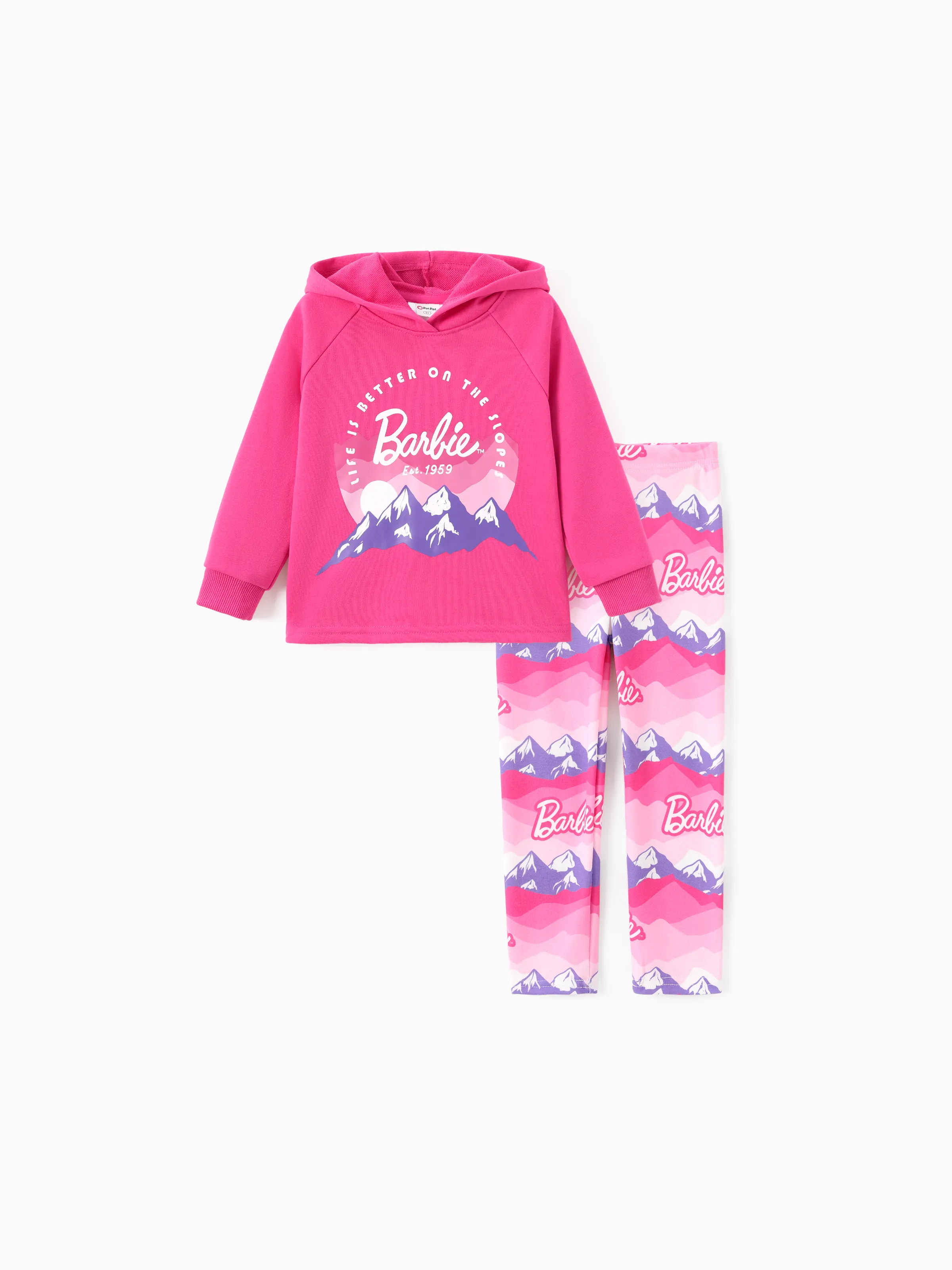 

Barbie Toddler/Kid Girl 2pcs Logo Print Hoodies And Naia™ Leggings Set