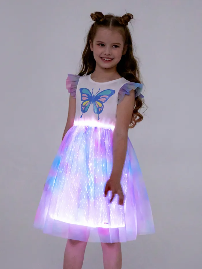 Go-Glow Illuminating Butterfly Dress With Light Up Skirt Including Controller (Built-In Battery)