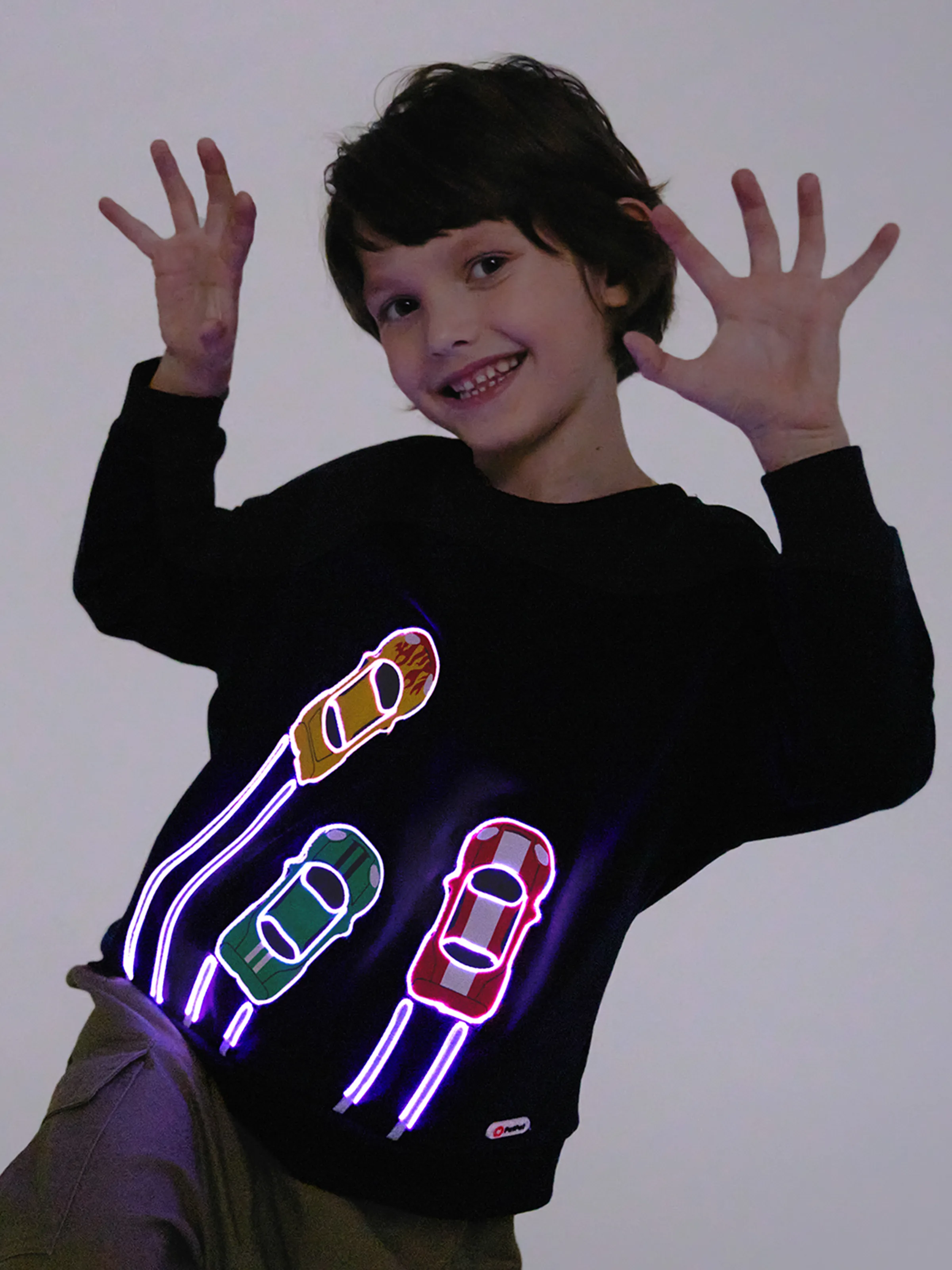 

Go-Glow Illuminating Sweatshirt with Light Up Racing Cars Including Controller (Built-In Battery)