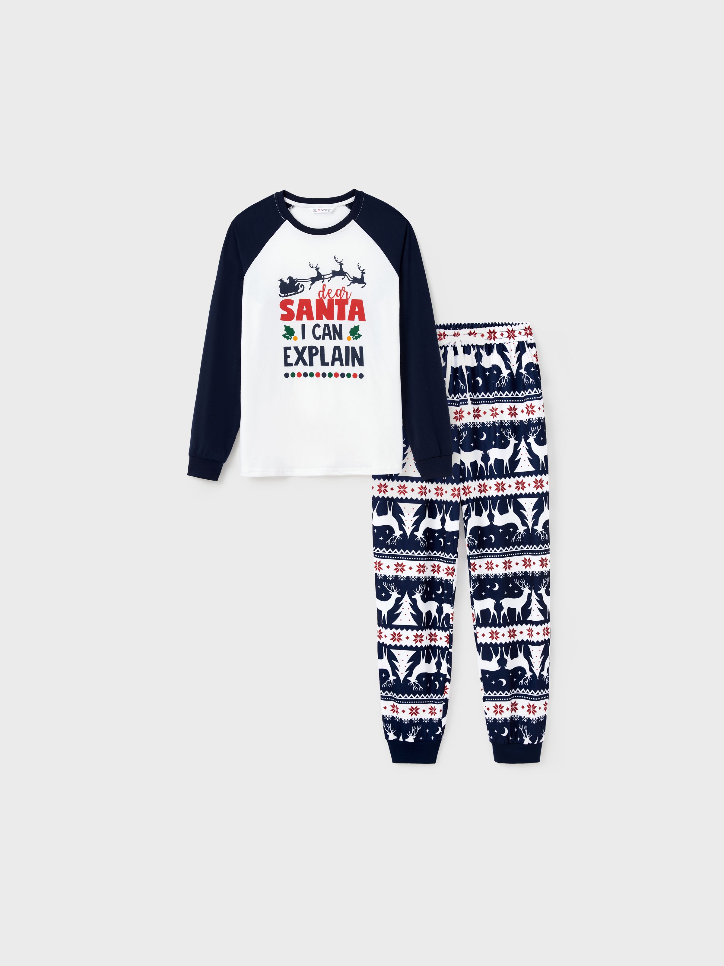 

Christmas Pajamas Raglan Sleeves Santa I Can Explain Theme Matching for Family