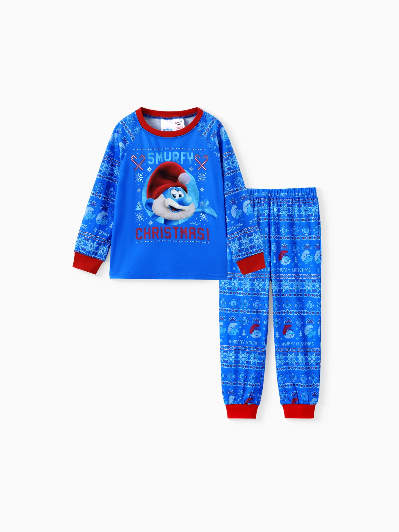 

The Smurfs Family matching 2pcs Christmas Pattern Pajama Set (Flame Resistant)