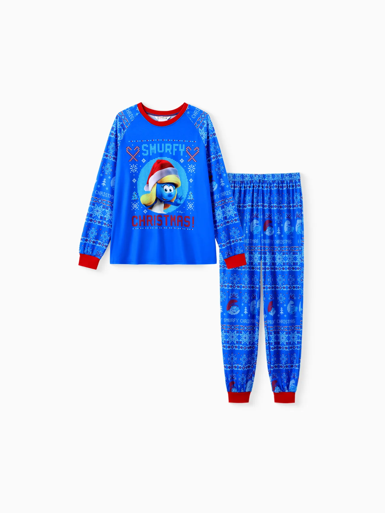 

The Smurfs Family matching 2pcs Christmas Pattern Pajama Set (Flame Resistant)