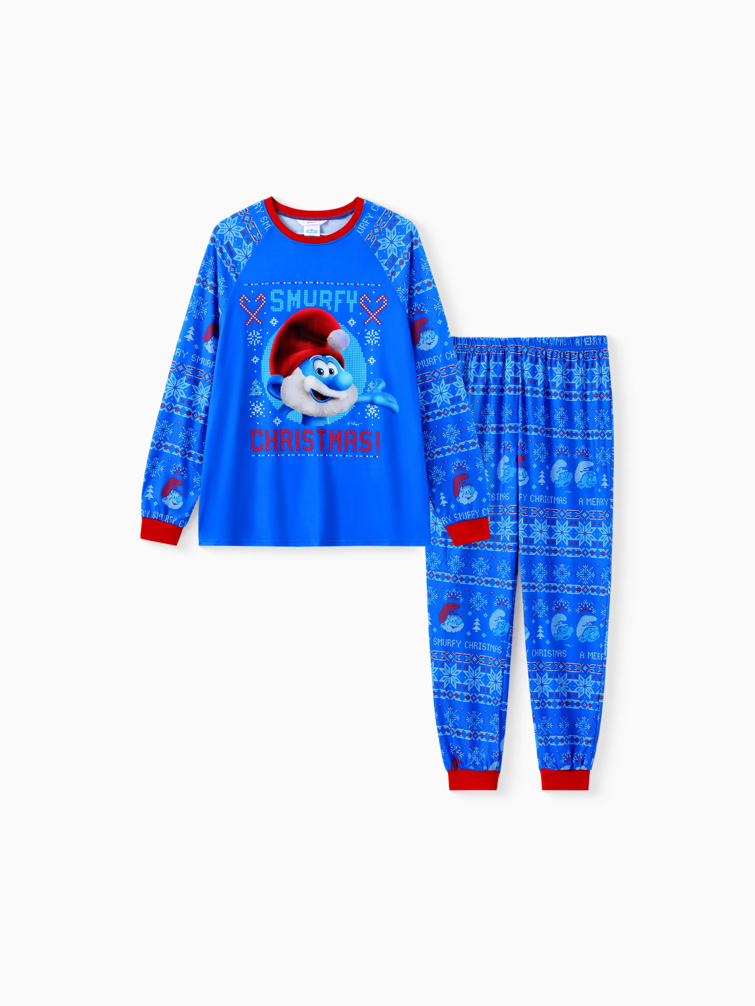 

The Smurfs Family matching 2pcs Christmas Pattern Pajama Set (Flame Resistant)