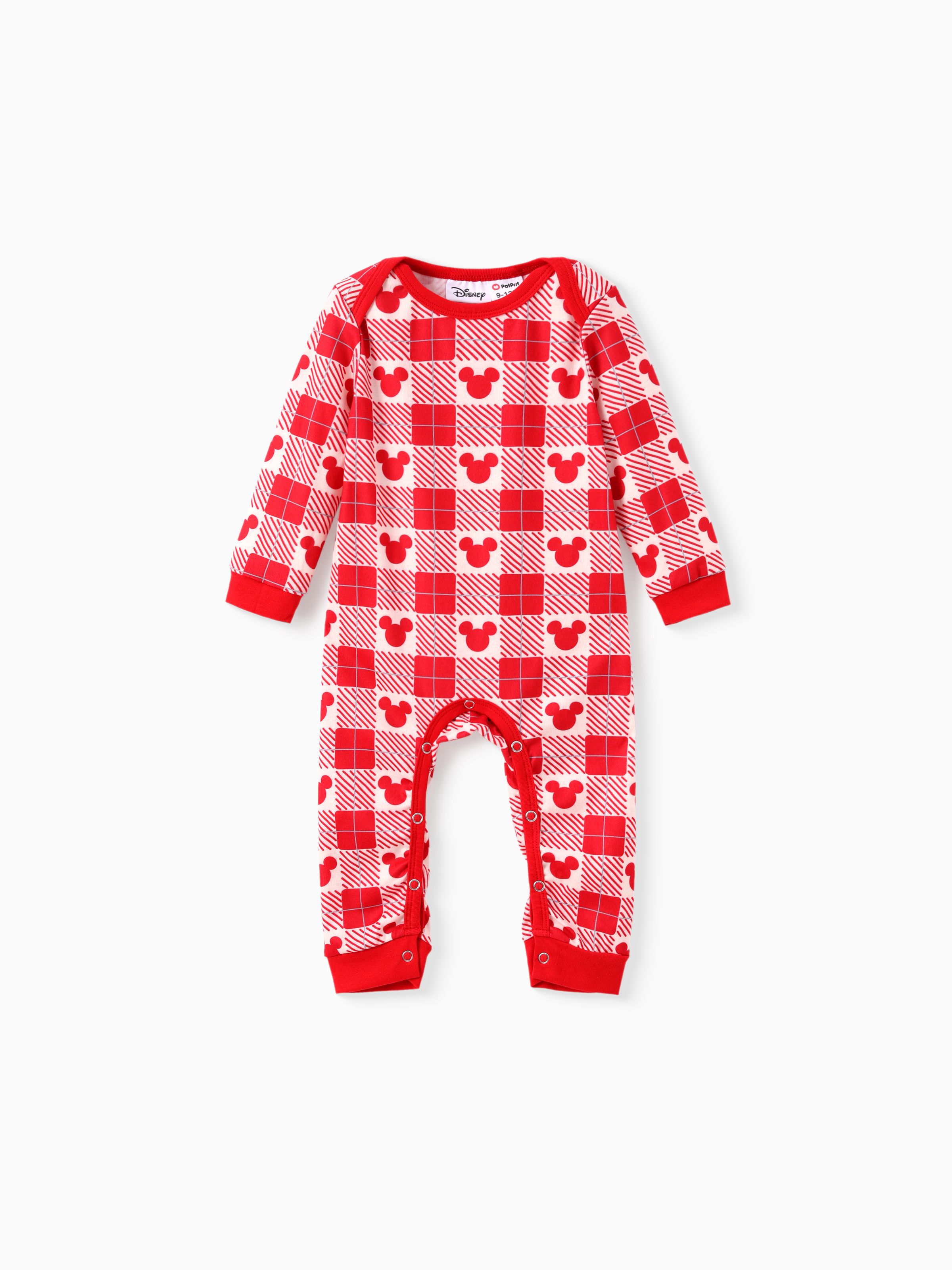 

Disney Mickey and Friends Family matching 1pc Naia™ Christmas Red And White Checkered Pattern Zipper Top/Dress/Jumpsuit