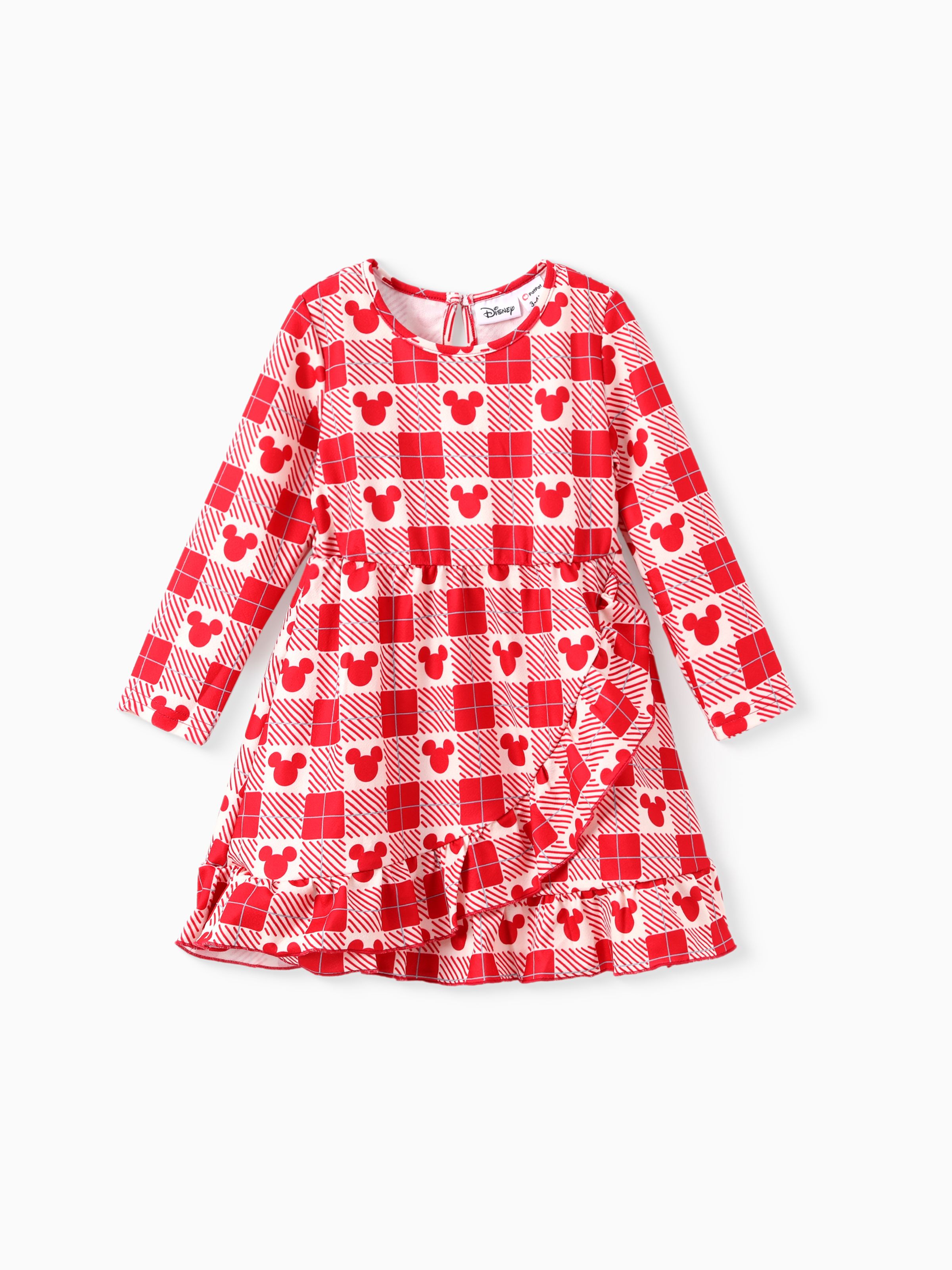 

Disney Mickey and Friends Family matching 1pc Naia™ Christmas Red And White Checkered Pattern Zipper Top/Dress/Jumpsuit