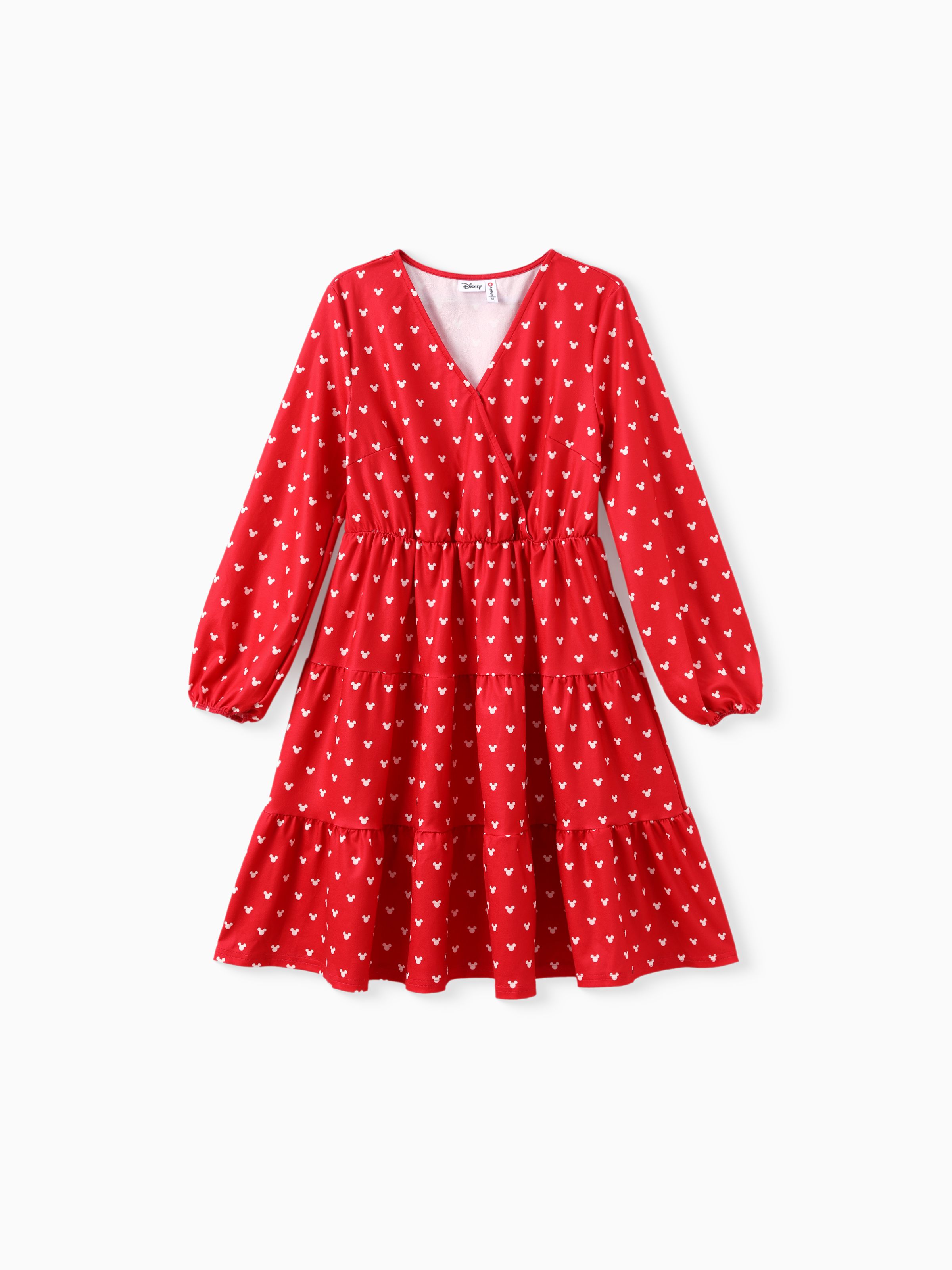 

Disney Mickey and Friends Family matching 1pc Naia™ Christmas Red And White Checkered Pattern Zipper Top/Dress/Jumpsuit