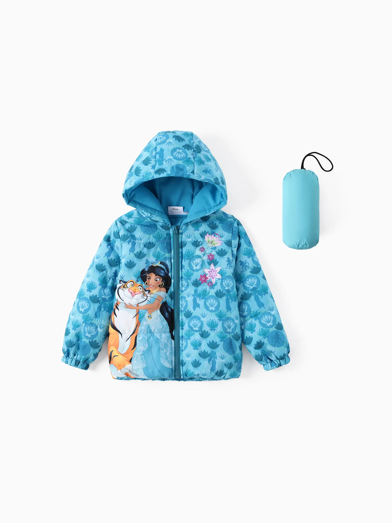 

Disney Princess Toddler Girl 2pcs Cindere/Belle/Ariel Heart/Dots/Gradient Print Hooded Jacket Coat With Storage Bag