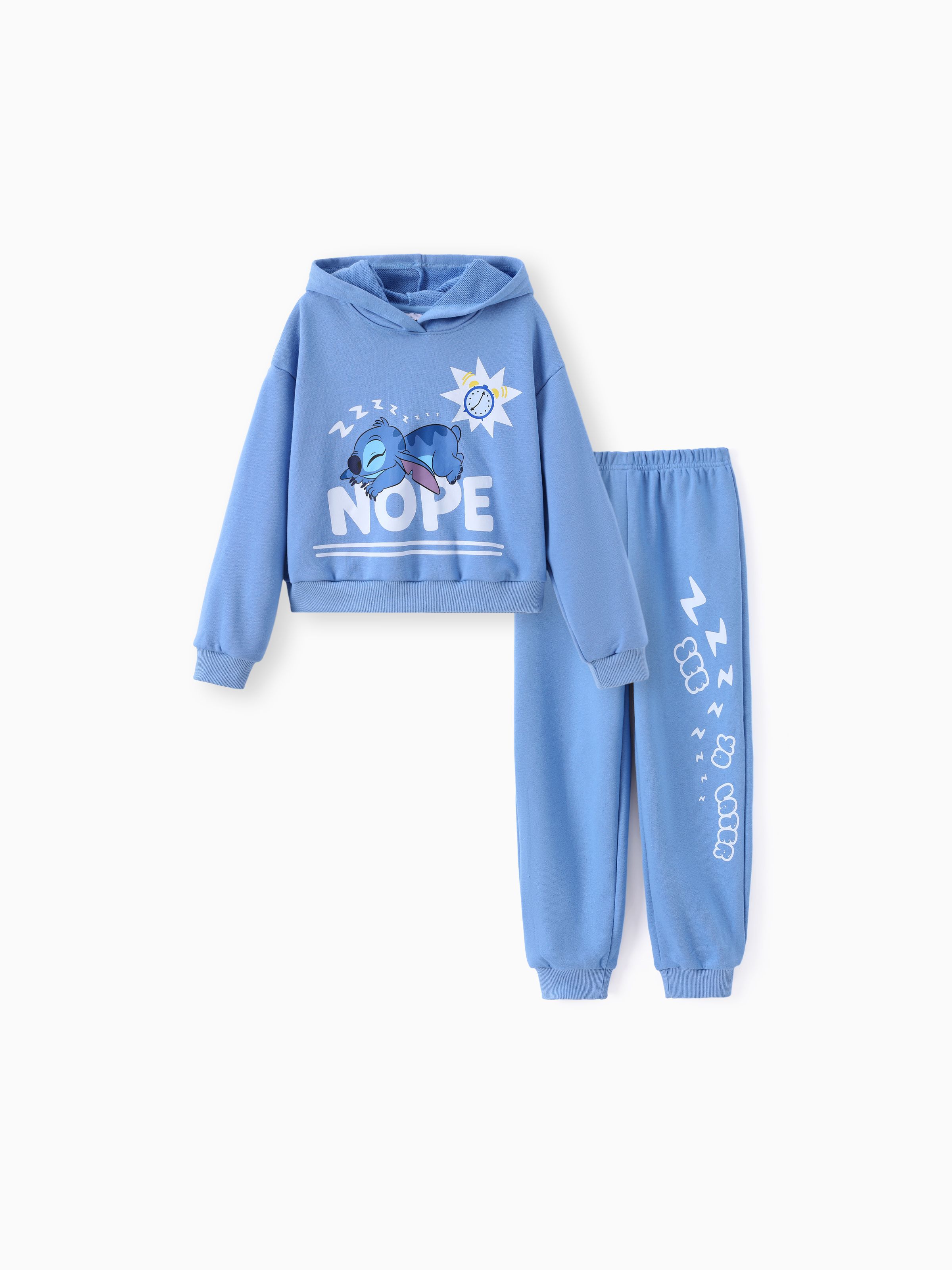 

Disney Stitch Kid Girl 2pcs Character Letter Pattern Hoodie And Pants Set