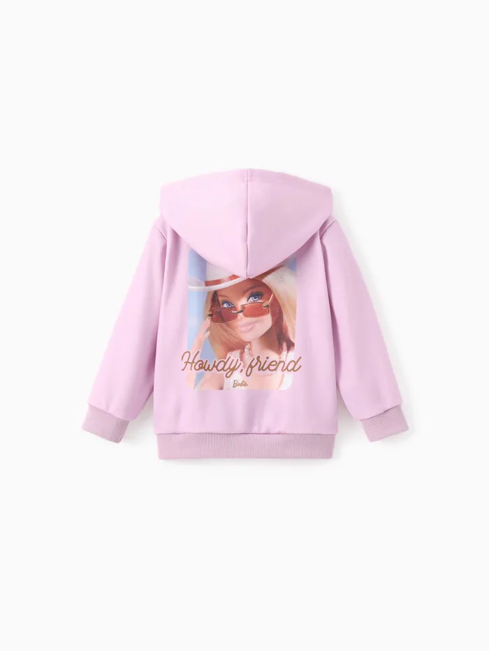 Barbie Kleinkind/Kind Mädchen 1 Stück Charaktermuster Langarm Kapuze Reißverschluss Jacke 