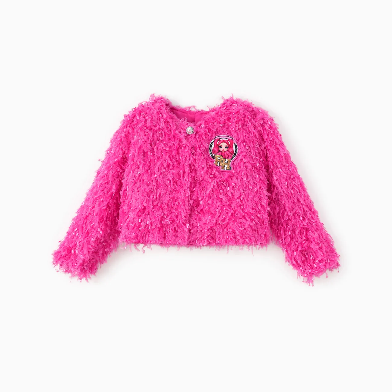 Rainbow High Toddler/Kid Girl 1pc Stella Faux Fur Pearl Button Long-sleeve Coat