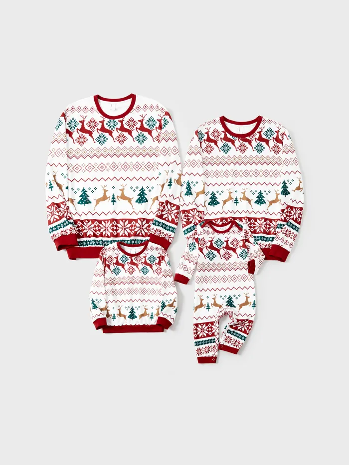 Christmas Sweatshirt Allover Pattern Reindeer Outfits Matching for Family