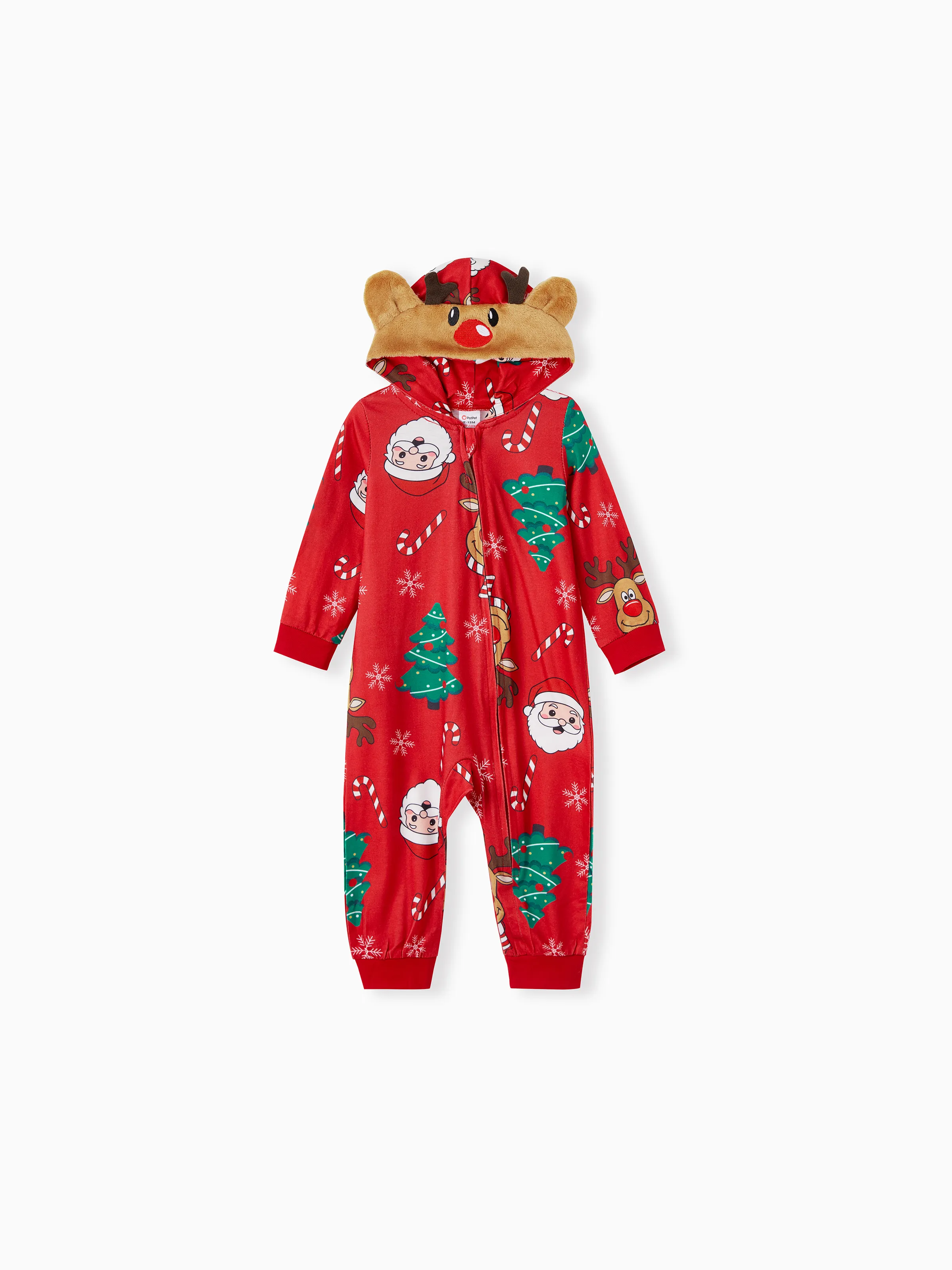 

Christmas Family Pajamas Sets 3D Reindeer Hooded Allover Print Onesies Pajamas