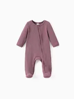 

Baby Boy/Girl Ribbed Long-sleeve Footed Snap Jumpsuit