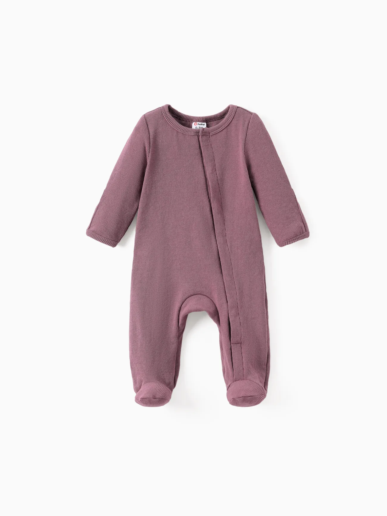 Baby Boy/Girl Ribbed Long-sleeve Footed Snap Jumpsuit