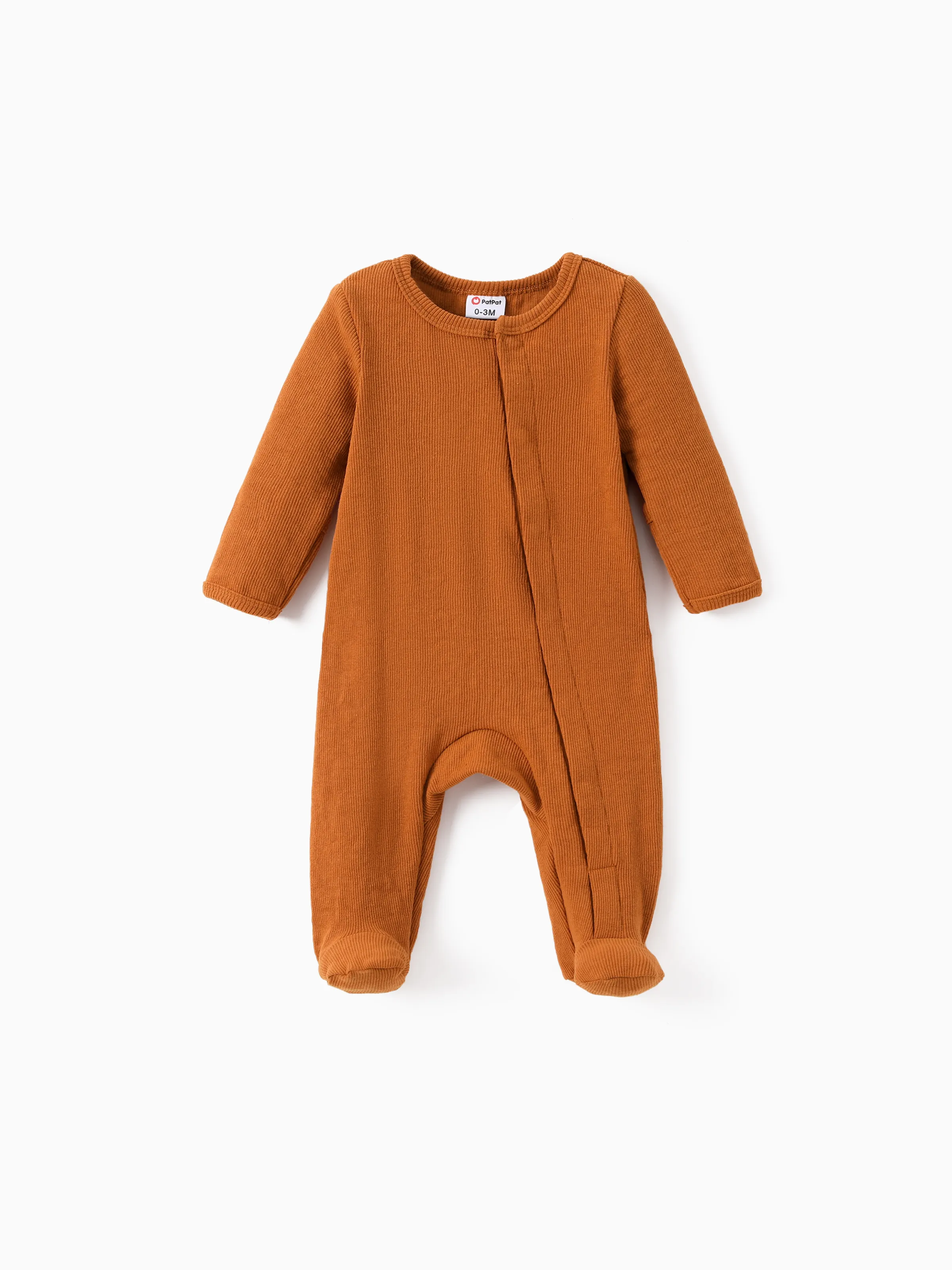 

Baby Boy/Girl Ribbed Long-sleeve Footed Snap Jumpsuit