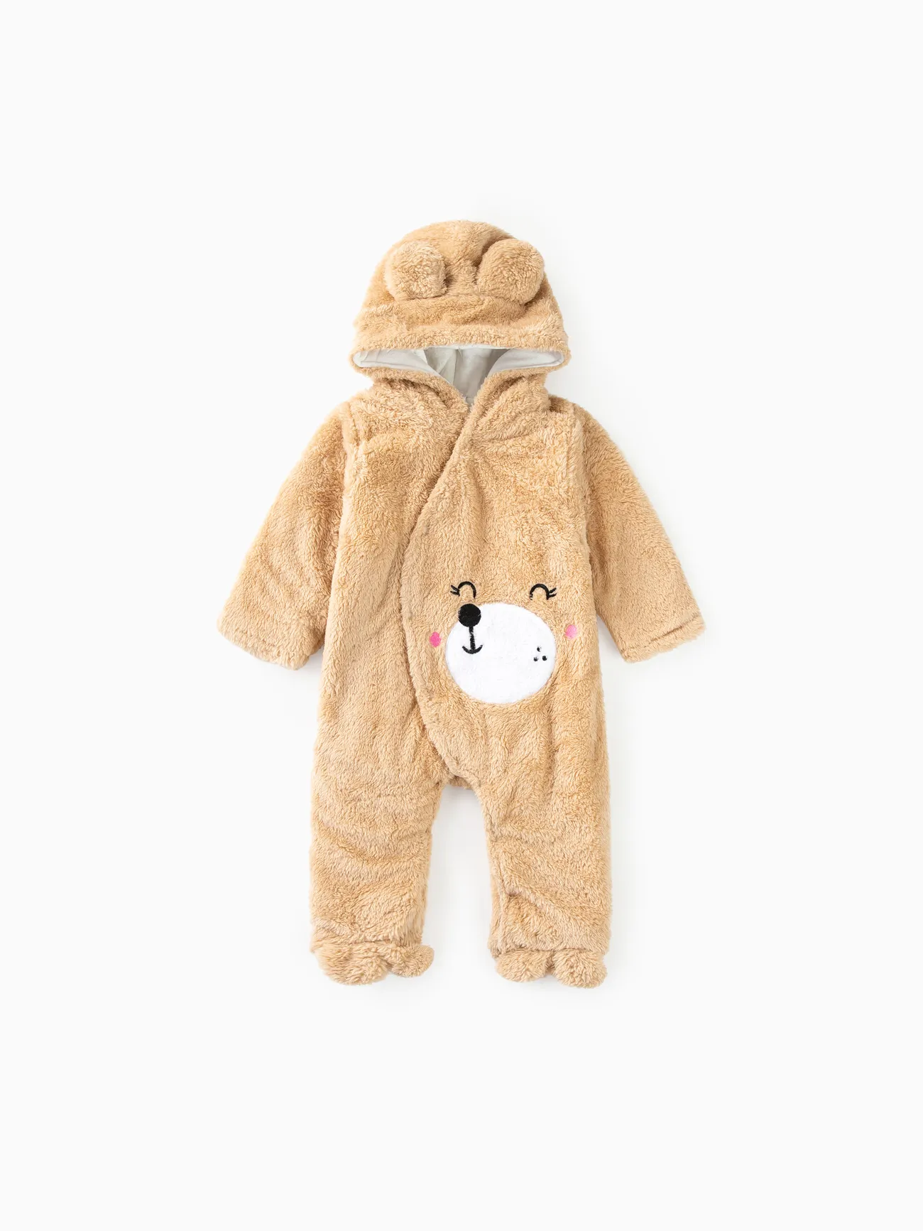 

Bear Design Fleece Hooded Footed/footie Long-sleeve Baby Jumpsuit