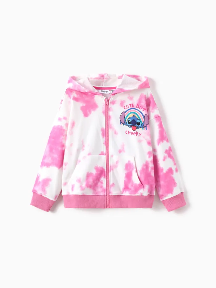 Disney Stitch Kid Garçon/Fille 1pc Tie-dye Graffiti Pattern Hooded Jacket