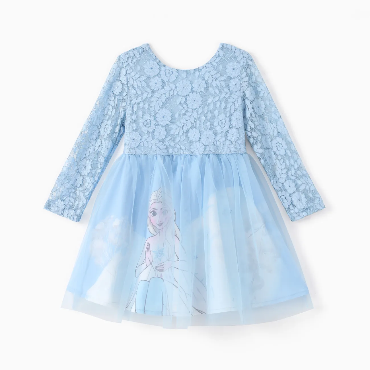 

Disney Frozen Toddler Girl 1pc Elsa Lace Bowknot Mesh Long-sleeve Dress