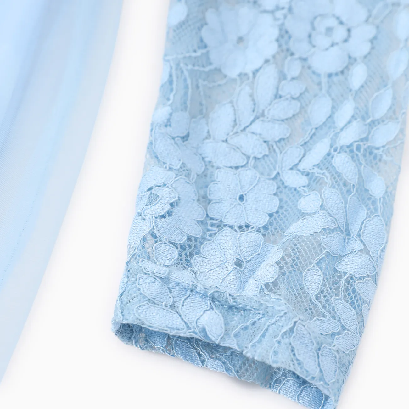 Light Blue - Disney Frozen Toddler Girl 1pc Elsa Lace Bowknot Mesh Long-sleeve Dress - image 7