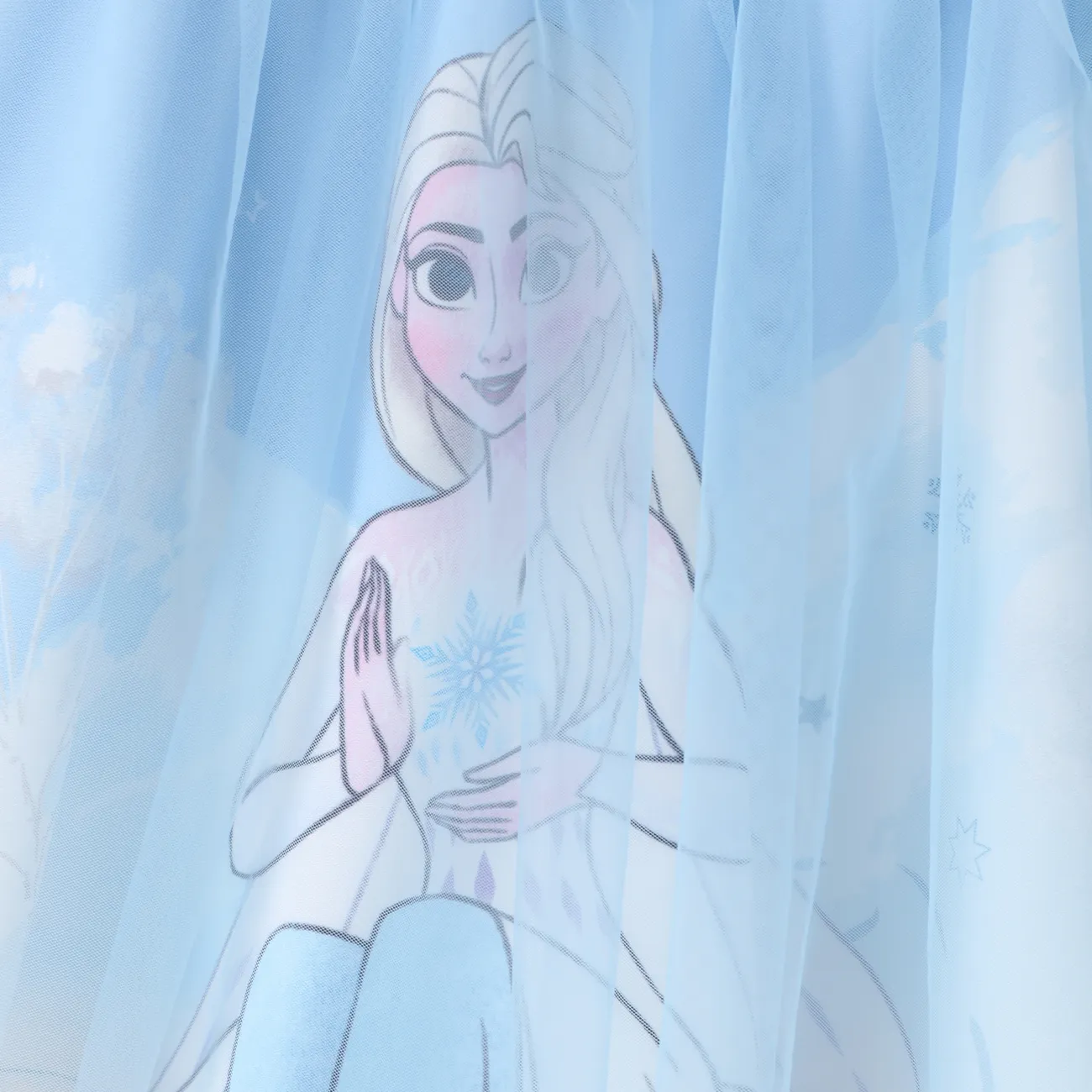 Light Blue - Disney Frozen Toddler Girl 1pc Elsa Lace Bowknot Mesh Long-sleeve Dress - image 4