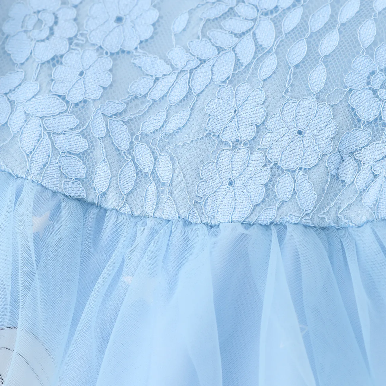 Light Blue - Disney Frozen Toddler Girl 1pc Elsa Lace Bowknot Mesh Long-sleeve Dress - image 8