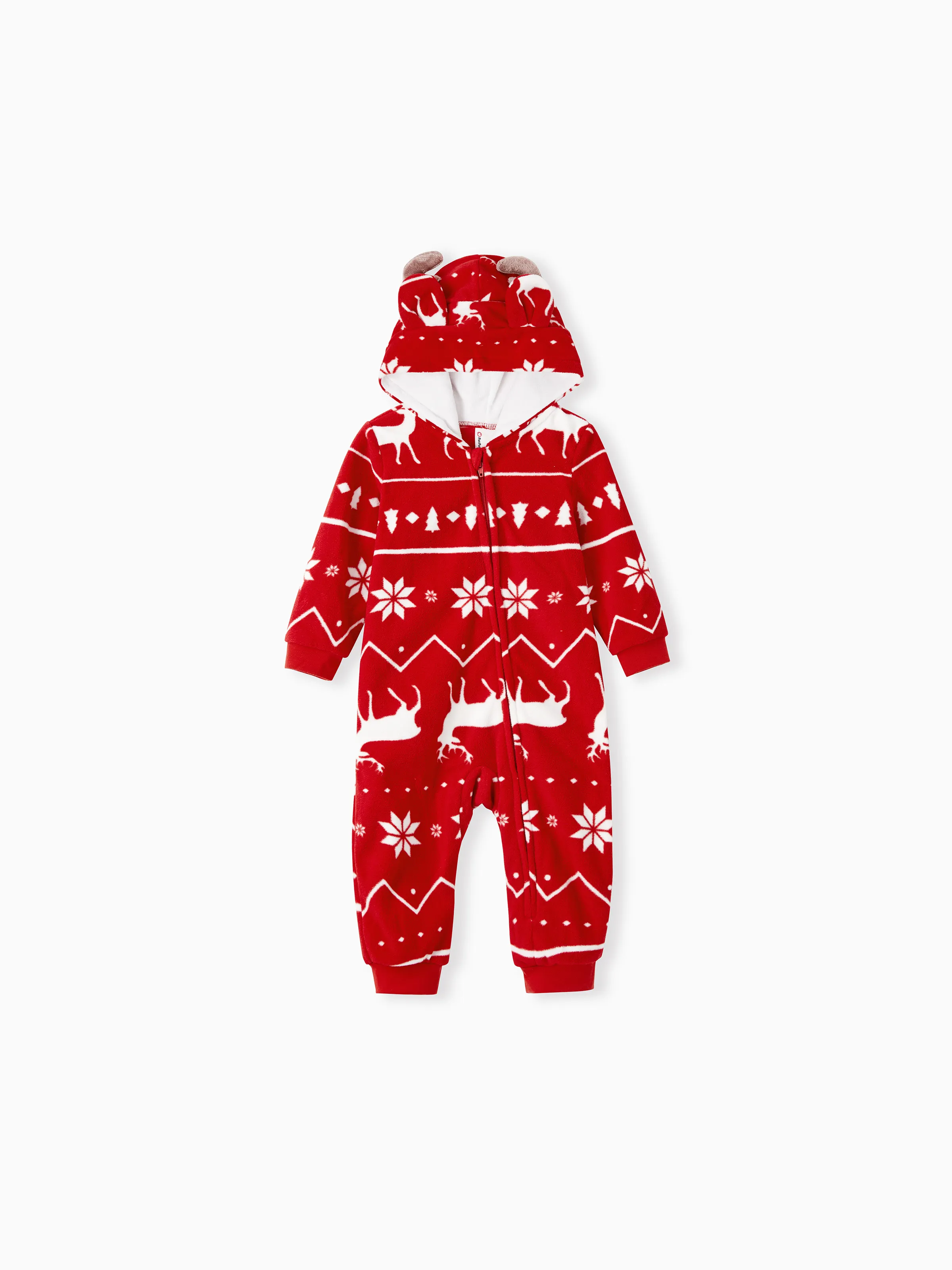 

Christmas Pajamas Sets Polar Fleece 3D Antler Reindeer Pattern Onesies Matching Family Outfits