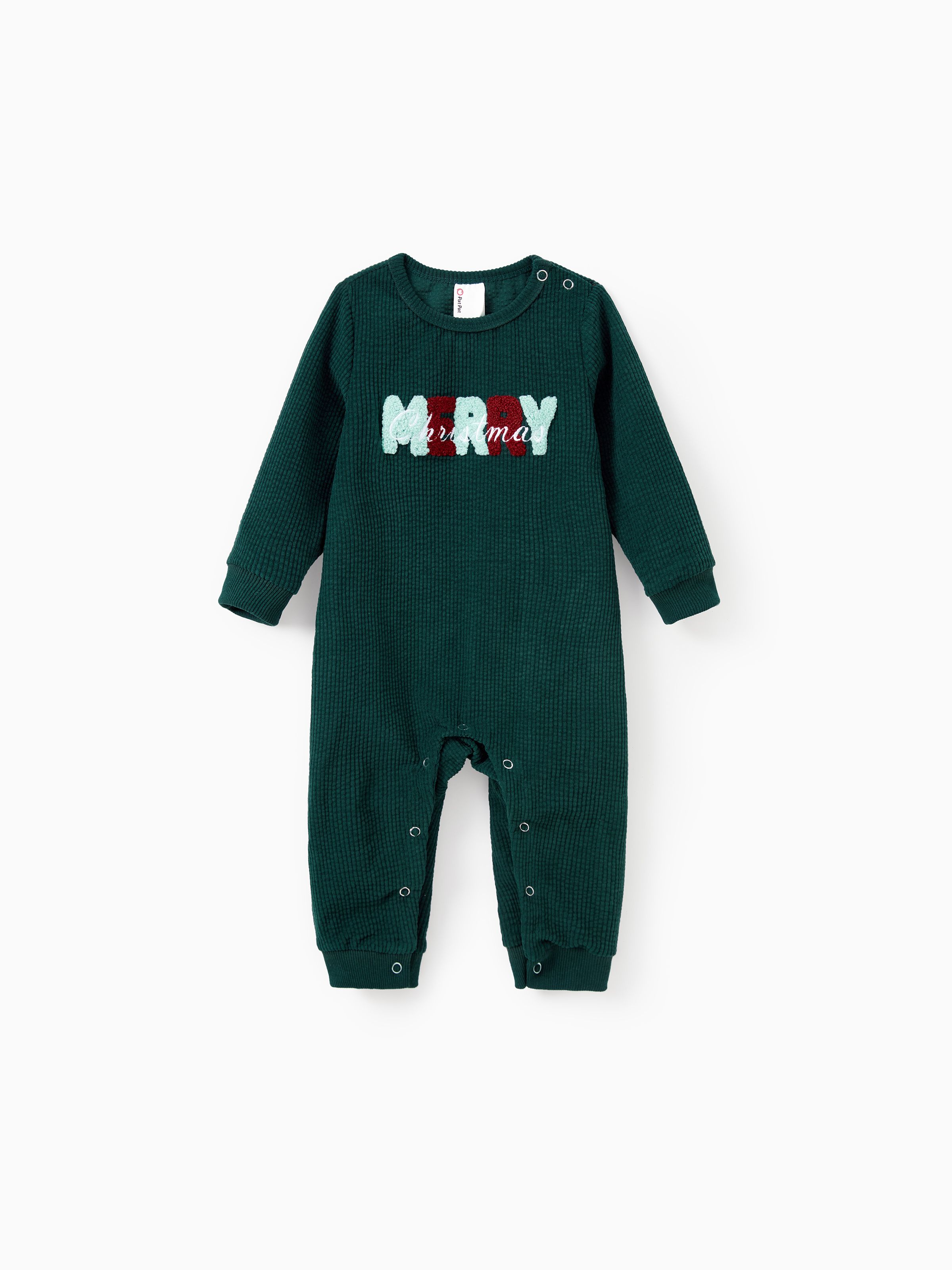 

Christmas Sweatshirt Matching Family 3D Fluff Merry Christmas Green&Red Long Sleeves Ribbed Tops