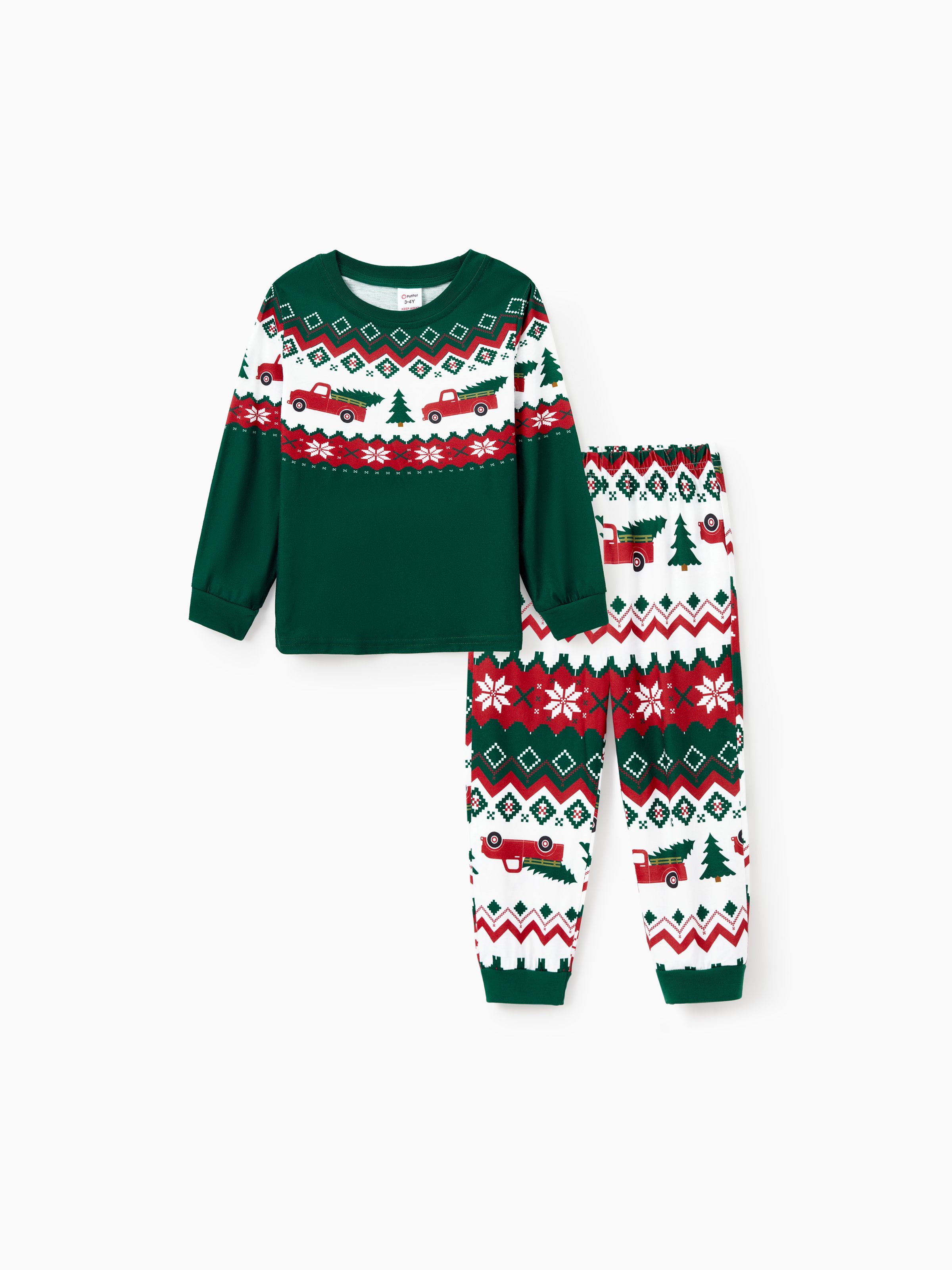 

Green Christmas Tree Pajamas Matching Family Outfits (Long Sleeves)